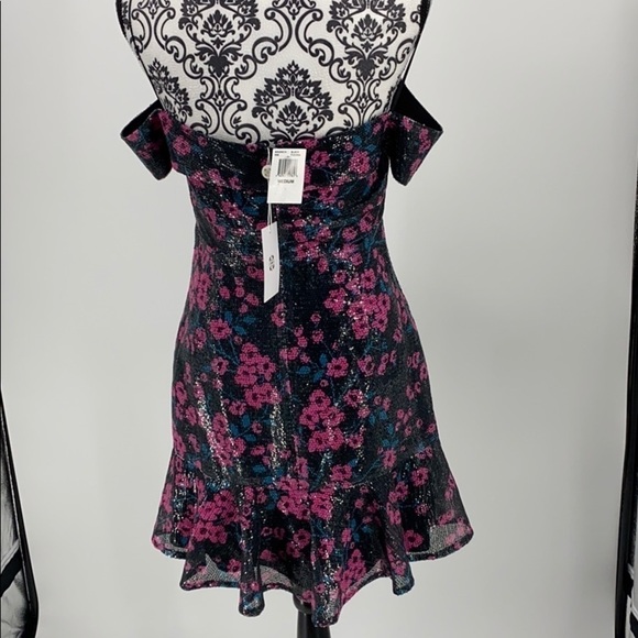 Wayf Janet Sequined Off-the-shoulder Mini Dress floral sparkly peekaboo cutout - Picture 11 of 14